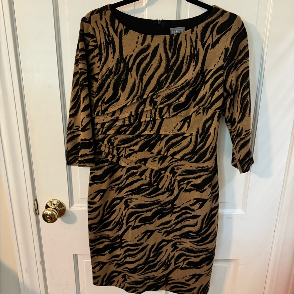 Rabbit Rabbit Rabbit Black and Tan Long Sleeve Dress